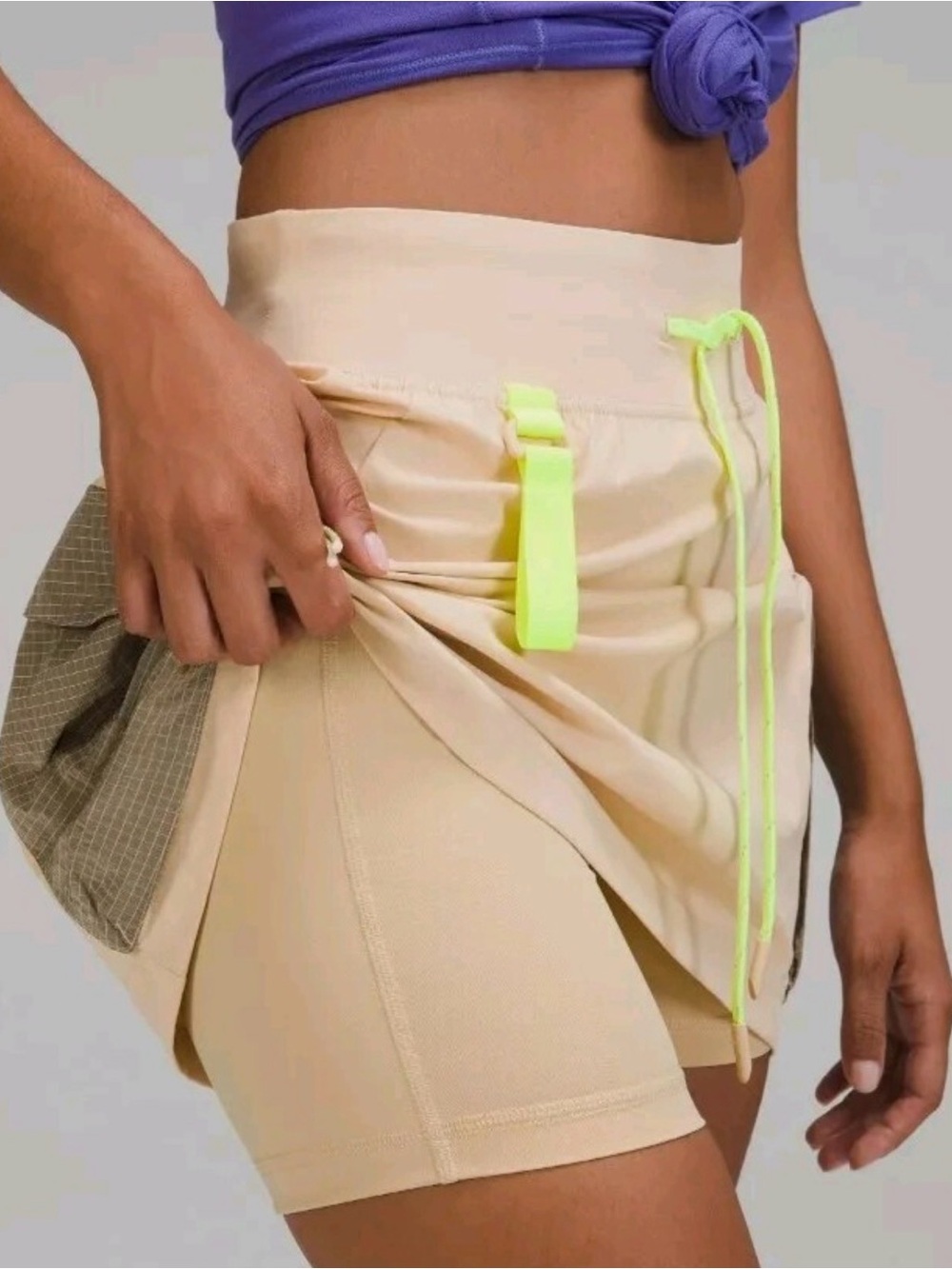 lululemon athletica Beige Athletic Skort with Neon Green Trim - Picture 2 of 15